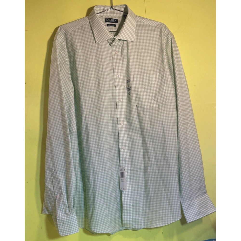 Lauren Ralph Lauren Mens UltraFlex Regular Fit Dress Shirt Green 18 36/37  2XL